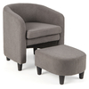 Modern Barrel Chair with Ottoman for Living Room Bedroom Office-Grey