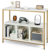 Modern Buffet Sideboard with Steel Frame,  Open Shelf and 3 Compartments-White