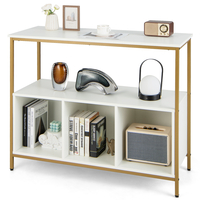 Modern Buffet Sideboard with Steel Frame,  Open Shelf and 3 Compartments-White