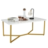 Modern Coffee Table with Faux Marble Tabletop and Golden Y-shaped Legs