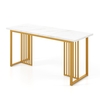 Modern Dining Table with Faux Marble Tabletop for 6-8 People-White