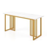 Modern Dining Table with Faux Marble Tabletop for 6-8 People-White