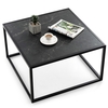 Modern Square Leisure Coffee Table with Faux Marble Tabletop-Black