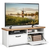 Modern TV Console Table with 2 Open Shelves and 2 Enclosed Cabinets-White