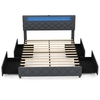 Modern Upholstered Bed Frame with Led Lights and Charging Station-King Size