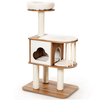 Modern Wooden Cat Tower with Platform-Brown