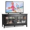Modern Wooden TV Stand with Tempered Glass Doors for TVs up to 50