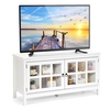 Modern Wooden TV Stand with Tempered Glass Doors for TVs up to 50