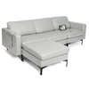 Modular L-shaped Sofa with Chaise,  Reversible Ottoman,  Built-in Socket-Light Grey