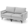 Modular Sectional Sofa Couch with 4 USB Ports,  2 Removable Bolsters-Light Grey