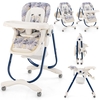 Multifunctional Folding Baby High Chair with Rolling Wheels-Navy