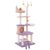 Multilevel Cat Tower with Ladder Sisal Covered Scratching Posts-Purple
