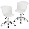 Office Desk Chair Set of 2 with Universal Rolling Casters-White