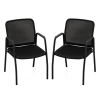 Office Guest Chairs with Ergonomic Mesh Backrest and Cushioned Seat-Black