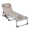 Outdoor 5-position Folding Chaise Lounge Chair with Adjustable Footrest-Beige