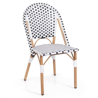 Outdoor Armless French Bistro Chair Set of 2-Black & White