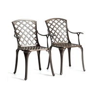 Outdoor Cast Aluminum Dining Chairs Set of 2 with Hollow Design of Back