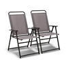 Outdoor Folding Sling Chairs Set of 2 for Balcony,  Garden,  Poolside-Grey