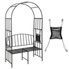 Outdoor Metal Garden Arch with Bench for Climbing Plants