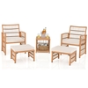 Outdoor Rattan Conversation Set with Seat and Back Cushions for Backyard Poolsida-Natural