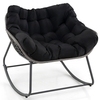 Outdoor Rocking Chair with Thick and Removable Cushion-Black