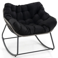 Outdoor Rocking Chair with Thick and Removable Cushion-Black