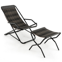 Outdoor Sling Chair with Footstool-Grey