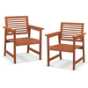 Outdoor Solid Wood Dining Chair Set of 2