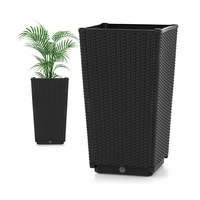 Outdoor Wicker Flower Pot Set of 2-Black