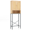 Over The Toilet Freestanding Toilet Storage Cabinet with Rattan Doors-Natural