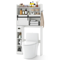 Over The Toilet Storage Cabinet Farmhouse Bathroom Organizer Toilet Rack-White