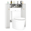 Over The Toilet Storage Cabinet with 2 Open Compartments 4 Adjustable Shelves-White