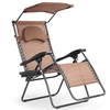 Oversized Folding Zero Gravity Recliner with Adjustable Canopy Shade-Coffee