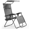 Oversized Folding Zero Gravity Recliner with Adjustable Canopy Shade-Grey