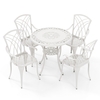 Patio Bistro Table Chair Set with Umbrella Hole for Garden Patio Balcony-White