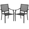 Patio Dining Chairs Set of 2 Stackable Metal Chair with Curved Armrests