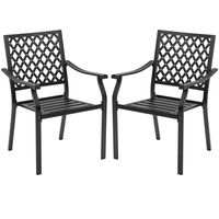 Patio Dining Chairs Set of 2 Stackable Metal Chair with Curved Armrests