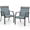 Patio Dining Chairs Set of 2 with All Weather Breathable Fabric and Backrest-Blue
