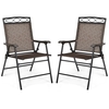 Patio Folding Chairs Set of 2 with Armrest for Garden Backyard