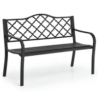 Patio Garden Bench with Iron Casted Seat,  Armrest and Backrest