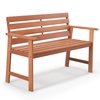 Patio Hardwood Bench Wood 2-Seat Chair with Breathable Slatted Seat