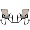 Patio Rocking Chair Set of 2 with Breathable Fabric Seat-Brown
