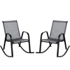 Patio Rocking Chair Set of 2 with Breathable Fabric Seat-Grey