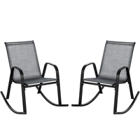 Patio Rocking Chair Set of 2 with Breathable Fabric Seat-Grey