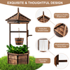 Patio Wooden Wishing Well Hexagonal Bucket Flower Plants-Brown