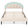 Platform Bed with Adjustable Petal Headboard and Wooden Slats Support-King Size