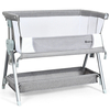 Portable Baby Crib with Adjustable Height and Wheels-Grey