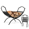 Portable Fireplace Log Rack with Convenient Handle-Black