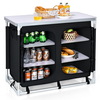 Portable Outdoor Camping Cooking Table with Storage Organiser-Black