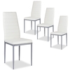 Set of 4 Armless Upholstered Dining Chairs with High Back-White